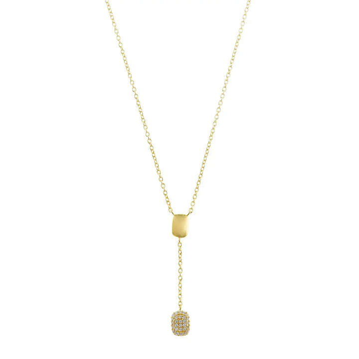 Colier din argint placat cu aur cu medalion dreptunghiular și zirconii | Heritiere