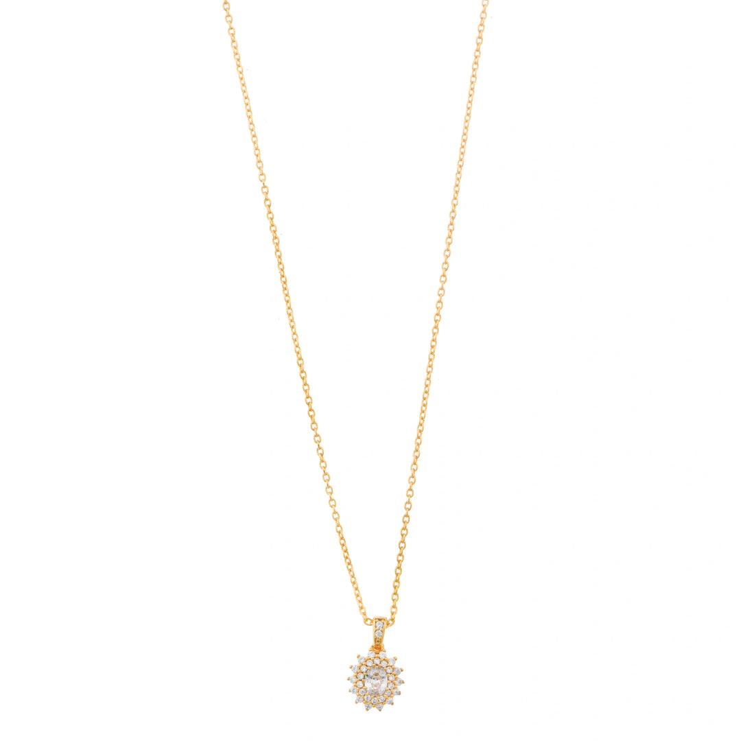 Gold-plated silver white CZ halo necklace Salvatore Plata