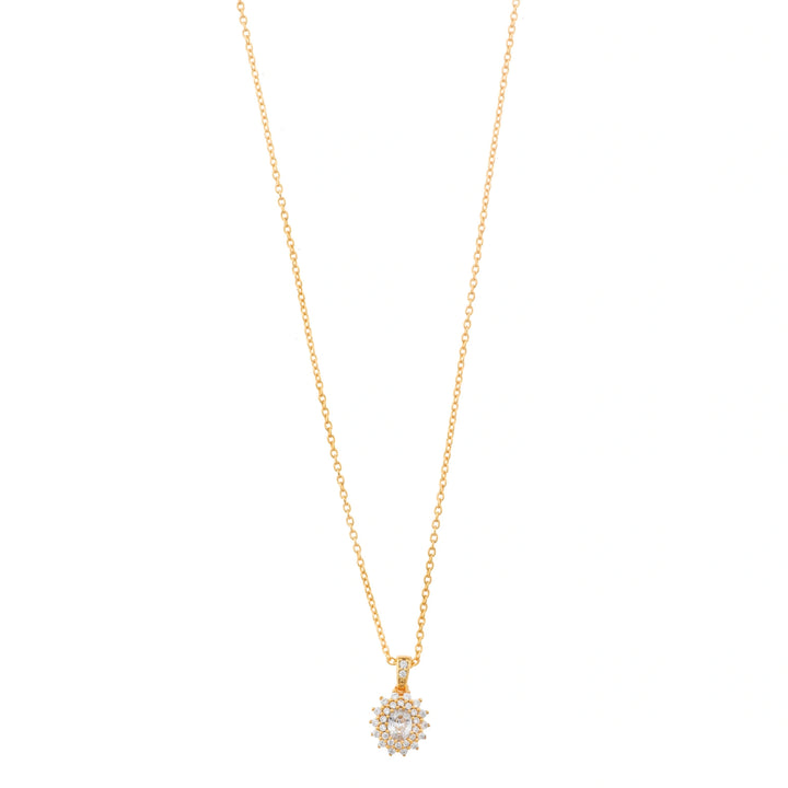 Gold-plated silver white CZ halo necklace Salvatore Plata