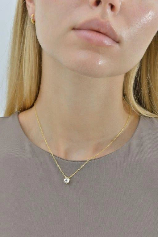 Gold-plated silver necklace with white CZ Salvatore Plata — worn on a model