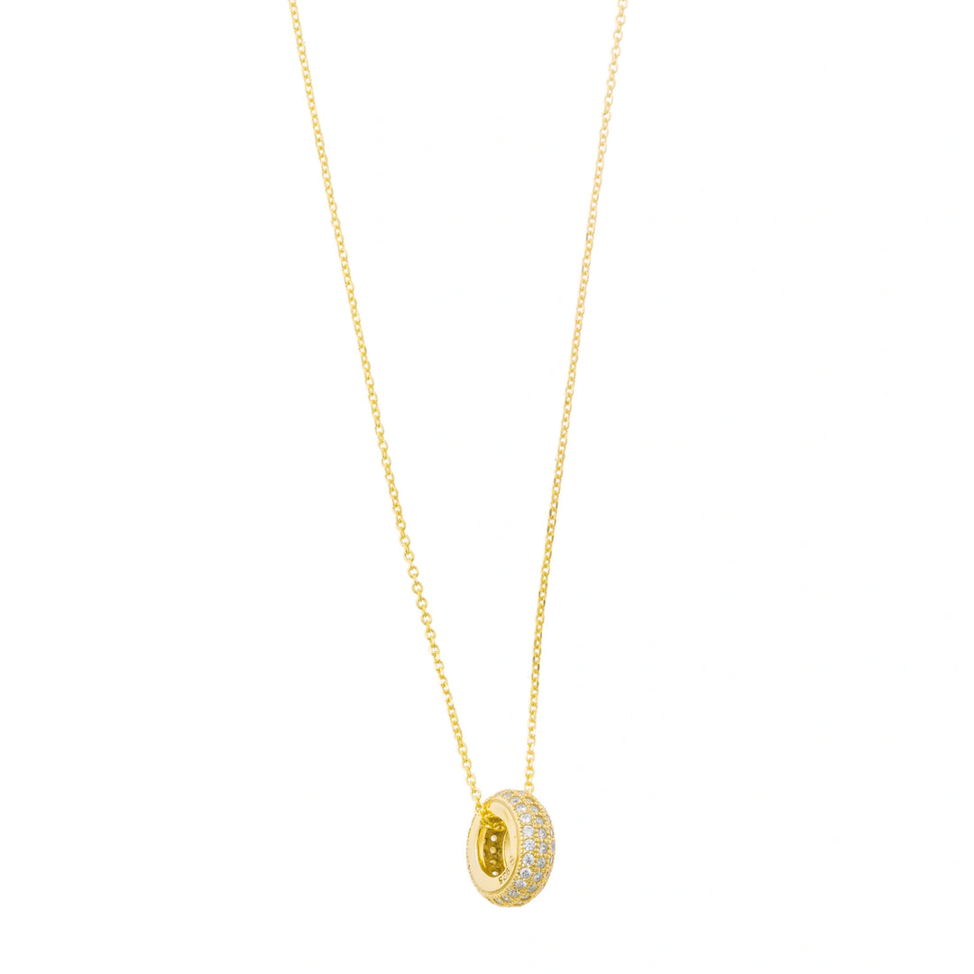Gold-plated silver necklace with circular CZ pendant Salvatore Plata