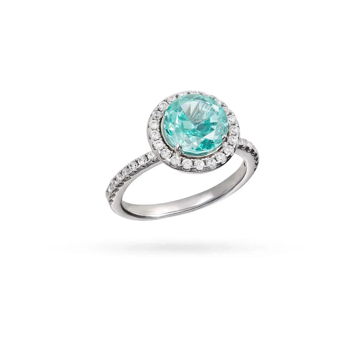 Пръстен от сребро с родиево покритие и блестяща инкрустация от циркони