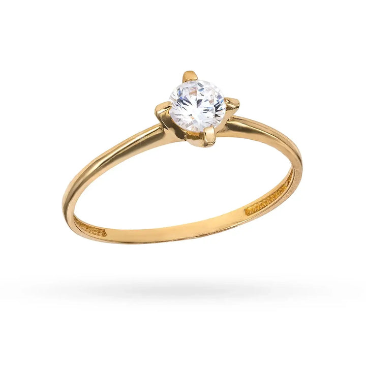 Пръстен от злато 14к с централен камък и изчистена линия