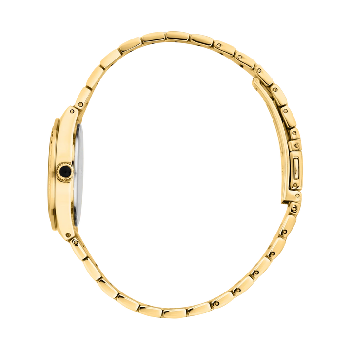 Профилен изглед на дамски часовник Karl Lagerfeld Hamburg с тънък корпус от стомана с IP златно покритие – R0553105502
