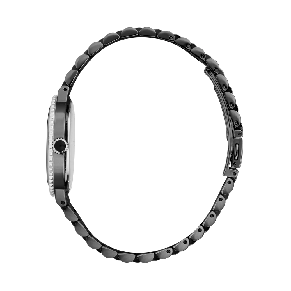 Страничен профил на дамски часовник Karl Lagerfeld Kaiser с тънък корпус и черно IP покритие – часовник R0553104504
