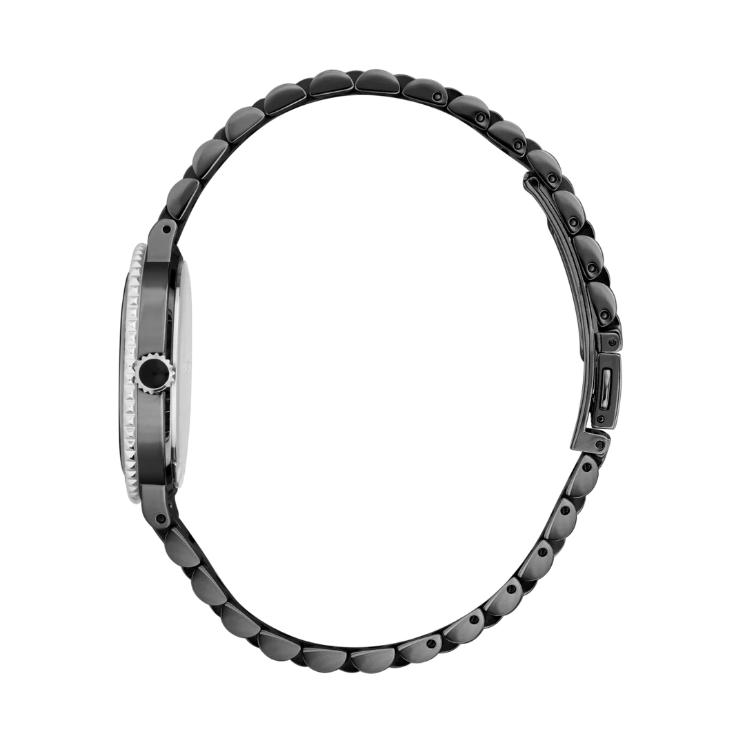 Страничен профил на дамски часовник Karl Lagerfeld Kaiser с тънък корпус и черно IP покритие – часовник R0553104504
