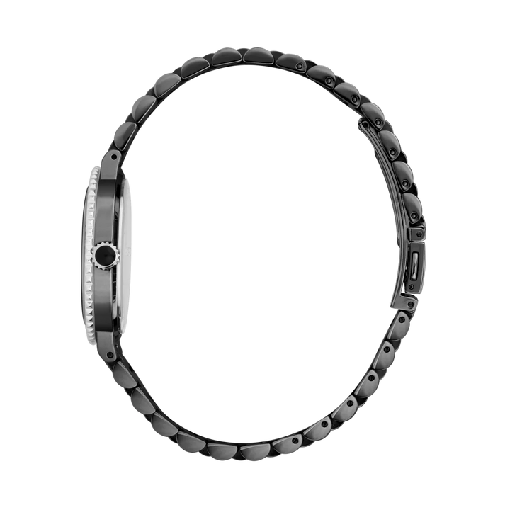 Страничен профил на дамски часовник Karl Lagerfeld Kaiser с тънък корпус и черно IP покритие – часовник R0553104504
