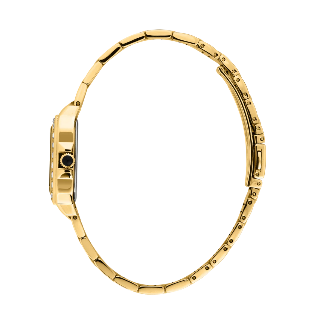 Профилен изглед на дамски часовник Karl Lagerfeld Square Classics с тънък корпус от стомана с IP златно покритие – R0553102501