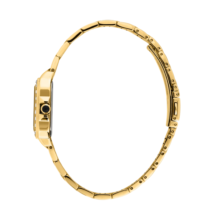 Профилен изглед на дамски часовник Karl Lagerfeld Square Classics с тънък корпус от стомана с IP златно покритие – R0553102501