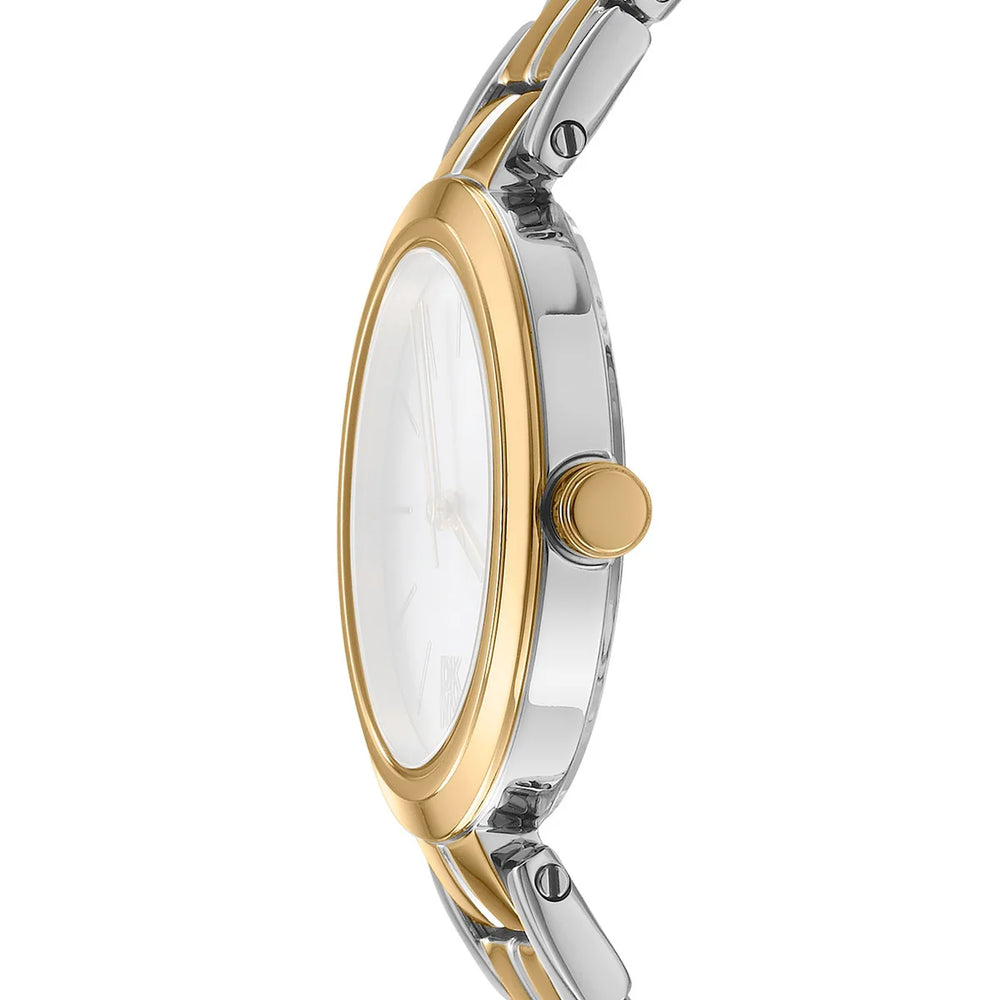 Профил на дамски часовник DKNY Downtown Midi – тънък корпус със златисто IP покритие, модел DK1L045M0065