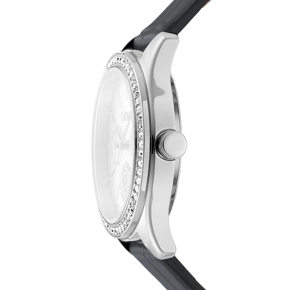 Профил на дамски часовник DKNY Evening Multi – корпус ~10 мм и минерално стъкло, модел DK1L129L0015