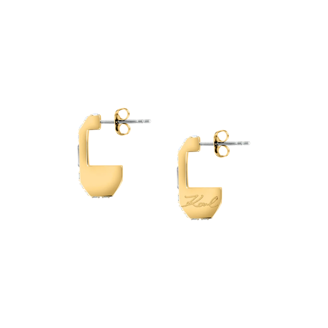 Профил на златисти обеци Karl Lagerfeld Crystals с гравиран подпис Karl – модел KLAYC35