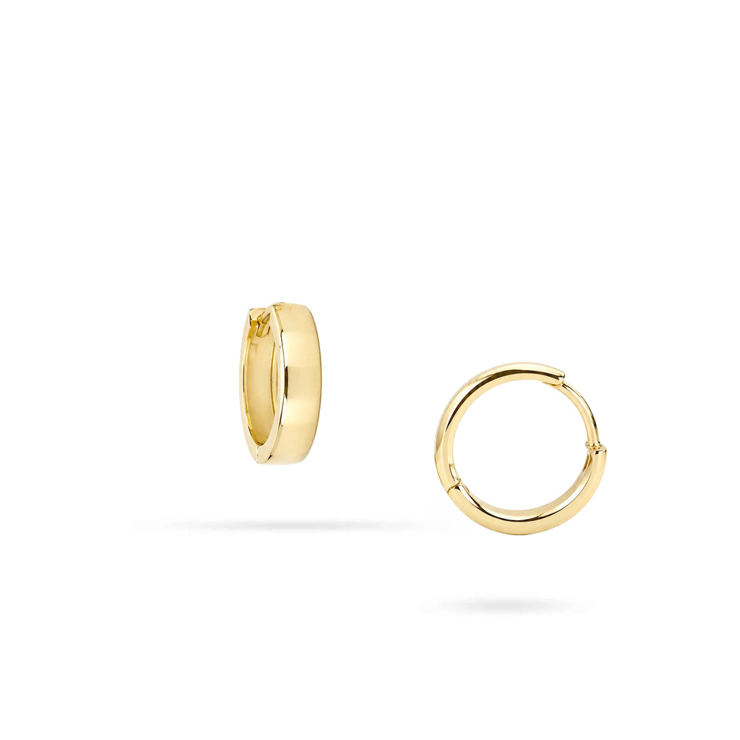 Bold Gold Hoop Earrings in yellow 14K gold by Senso Gold, DE2472, on white background