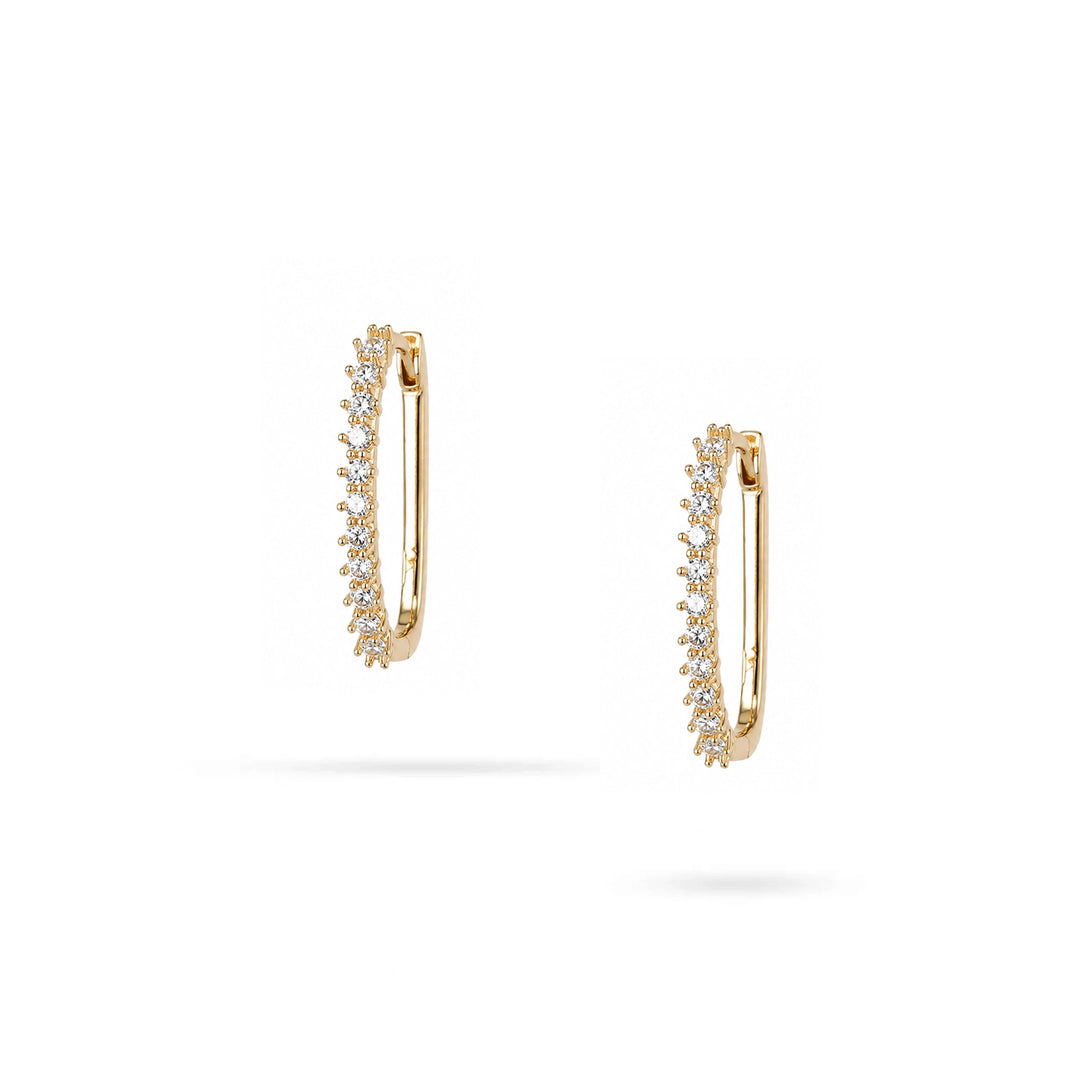 Златни обеци халки с циркони от жълто злато 14K Senso Gold DE2359 на бял фон
