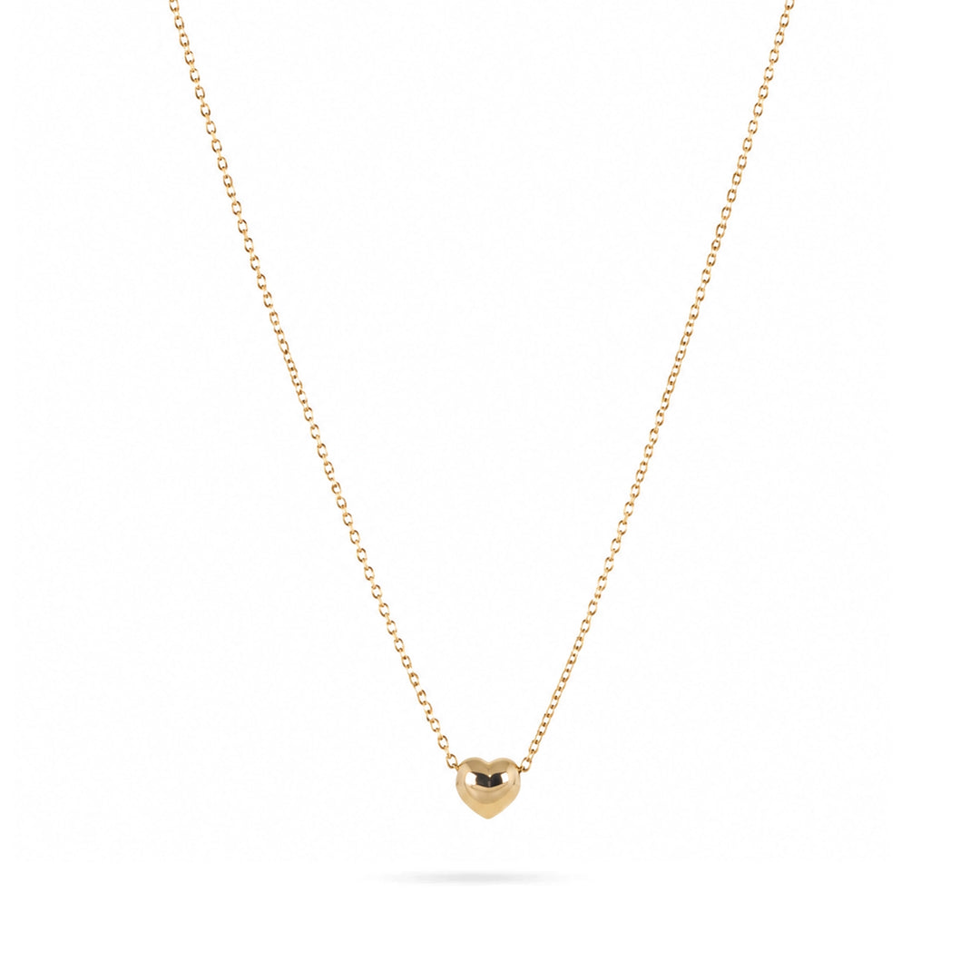 Златно колие с обемно 3D сърце от жълто злато 14K Senso Gold DN3272 на бял фон