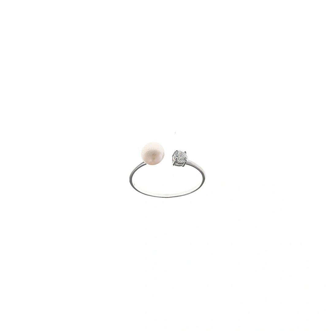 Silver ring with freshwater pearl and CZ Salvatore Plata