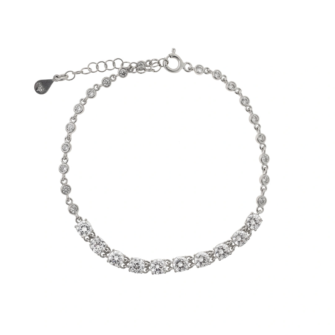 Дамска сребърна гривна с инкрустирани циркони. RB1172
