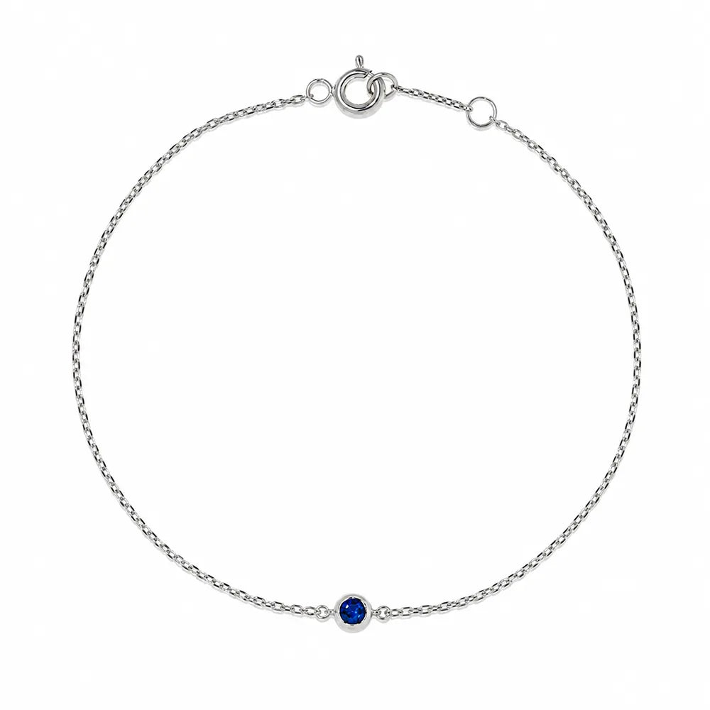 Гривна от 14K бяло злато Senso Diamonds със син сапфир 0.06 ct на бял фон
