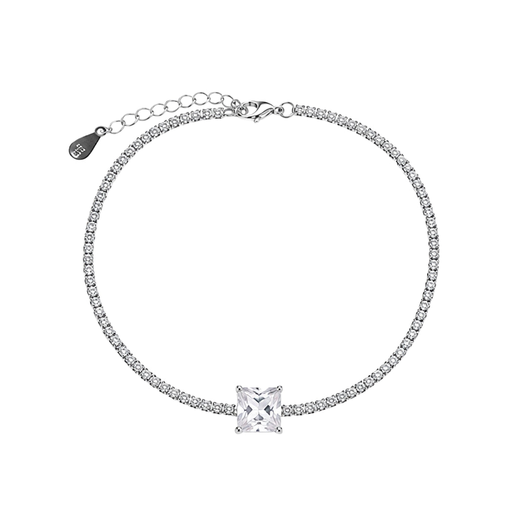 Women's Silver Tennis Bracelet with Square Zirconia by Senso Silver