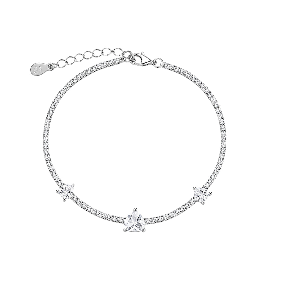 Women's Silver Tennis Bracelet with Three Square Zirconia Accents by Senso Silver