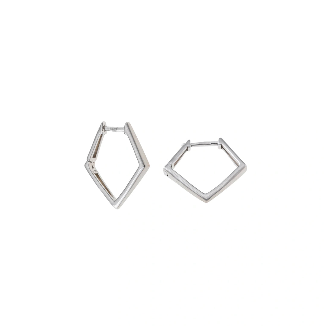 Silver geometric rhombus hoop earrings Salvatore Plata