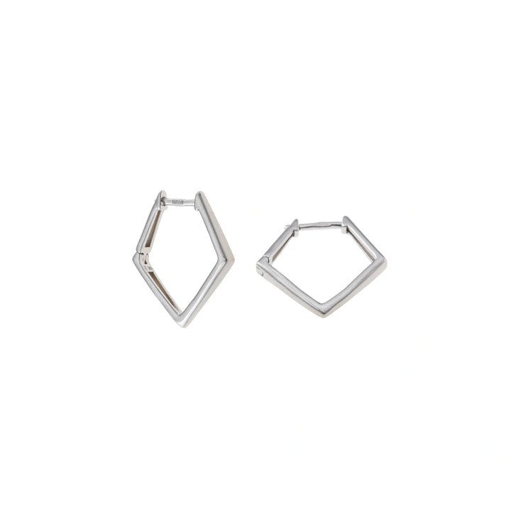 Silver geometric rhombus hoop earrings Salvatore Plata