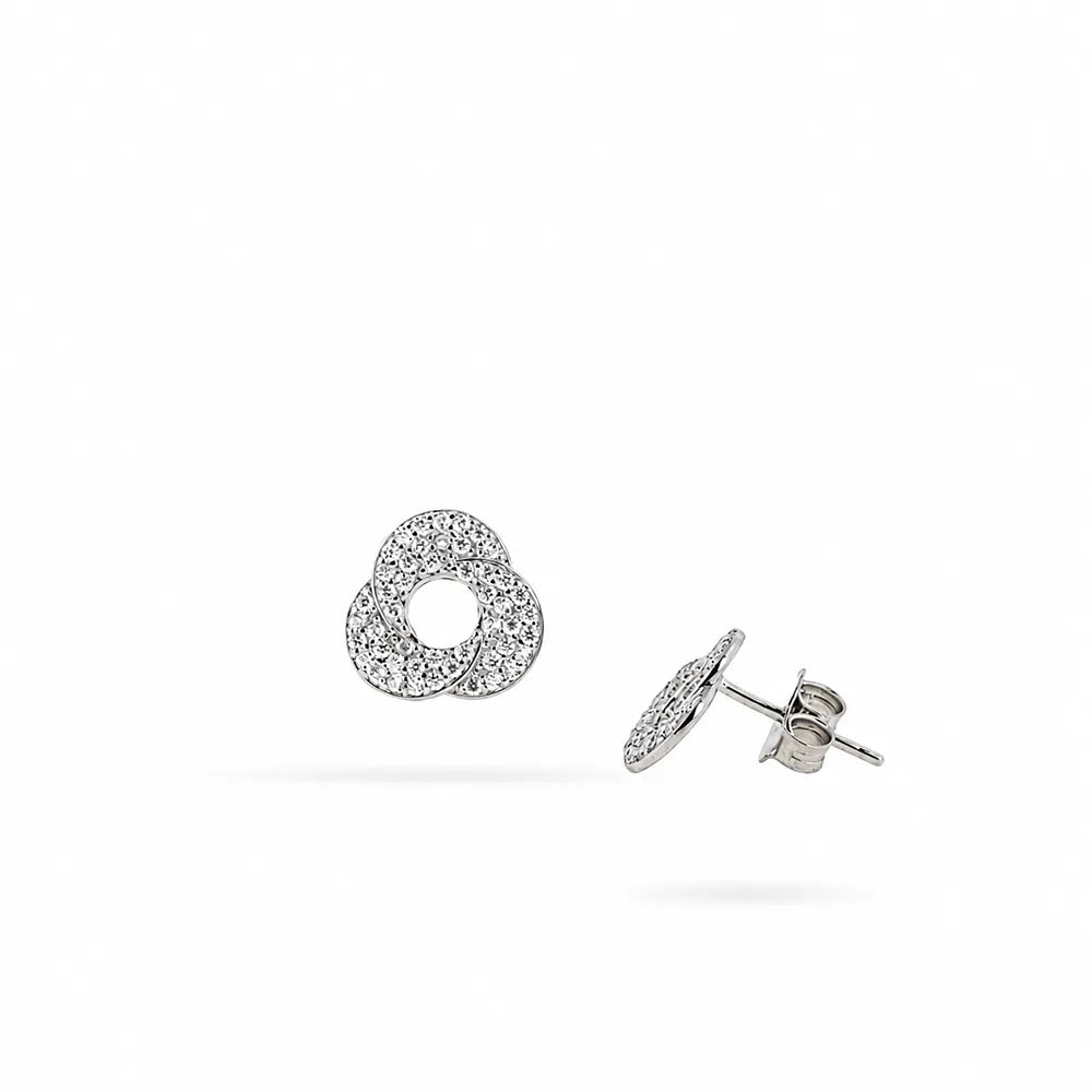 Сребърни обеци кръг от сребро 925 с циркони Senso Silver на бял фон
