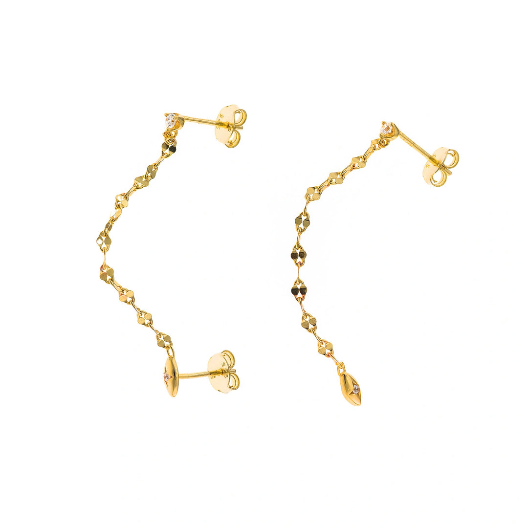 Silver chain drop earrings with small discs Salvatore Plata