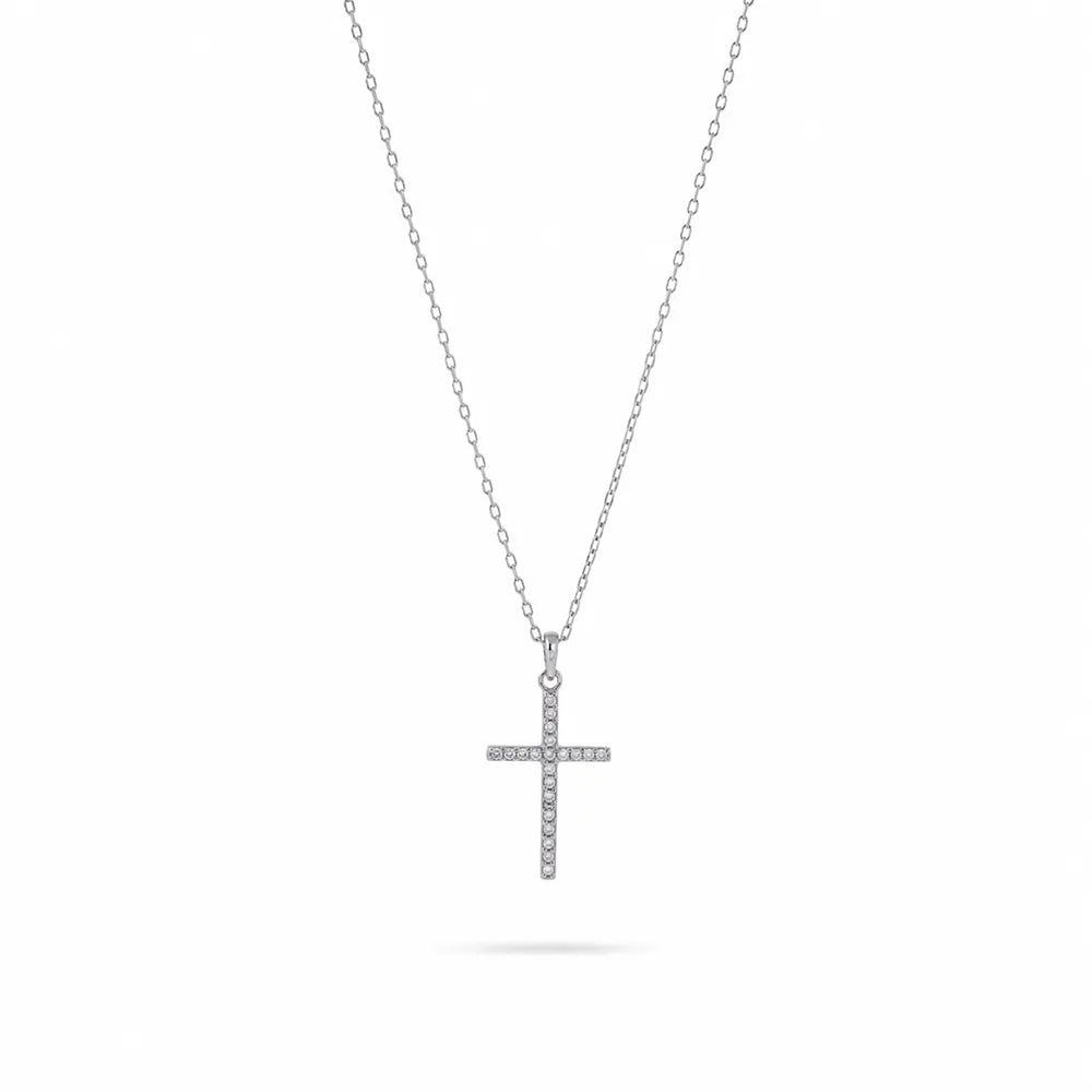 Сребърно колие кръст от сребро 925 Senso Silver на бял фон
