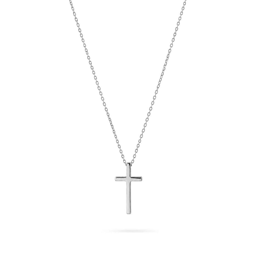 Сребърно колие с кръст Senso Silver с гладка полирана повърхност и фина верижка