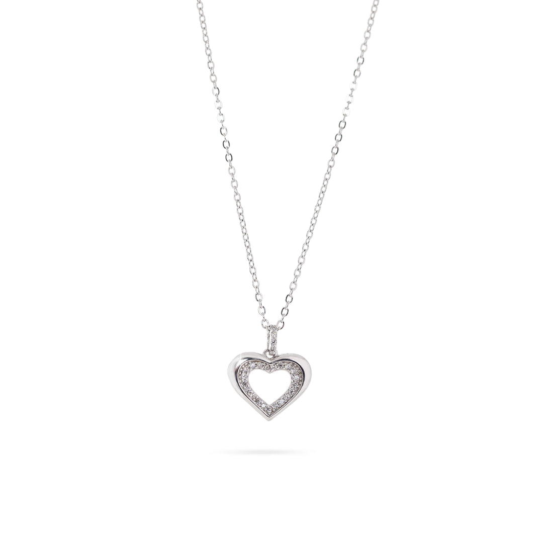 Дамско сребърно колие с инкрустирани циркони.RN1493