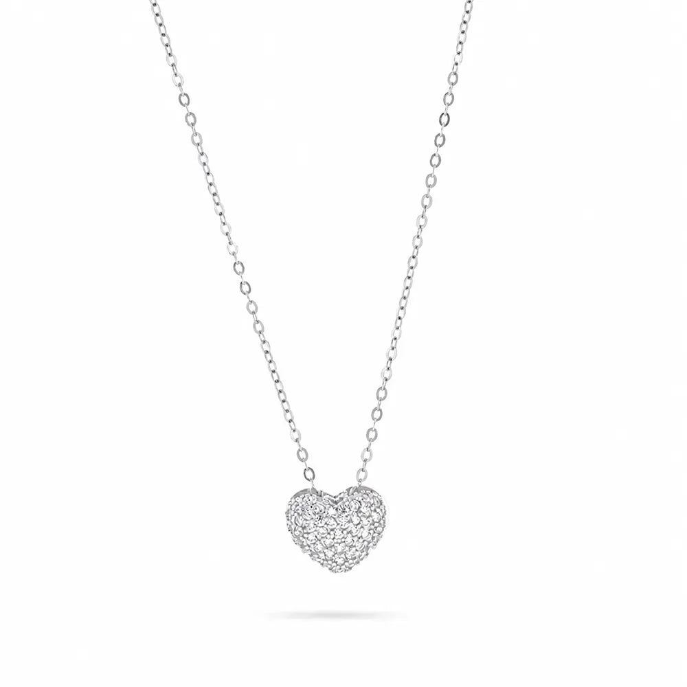 Сребърно колие сърце от сребро 925 с циркони Senso Silver на бял фон
