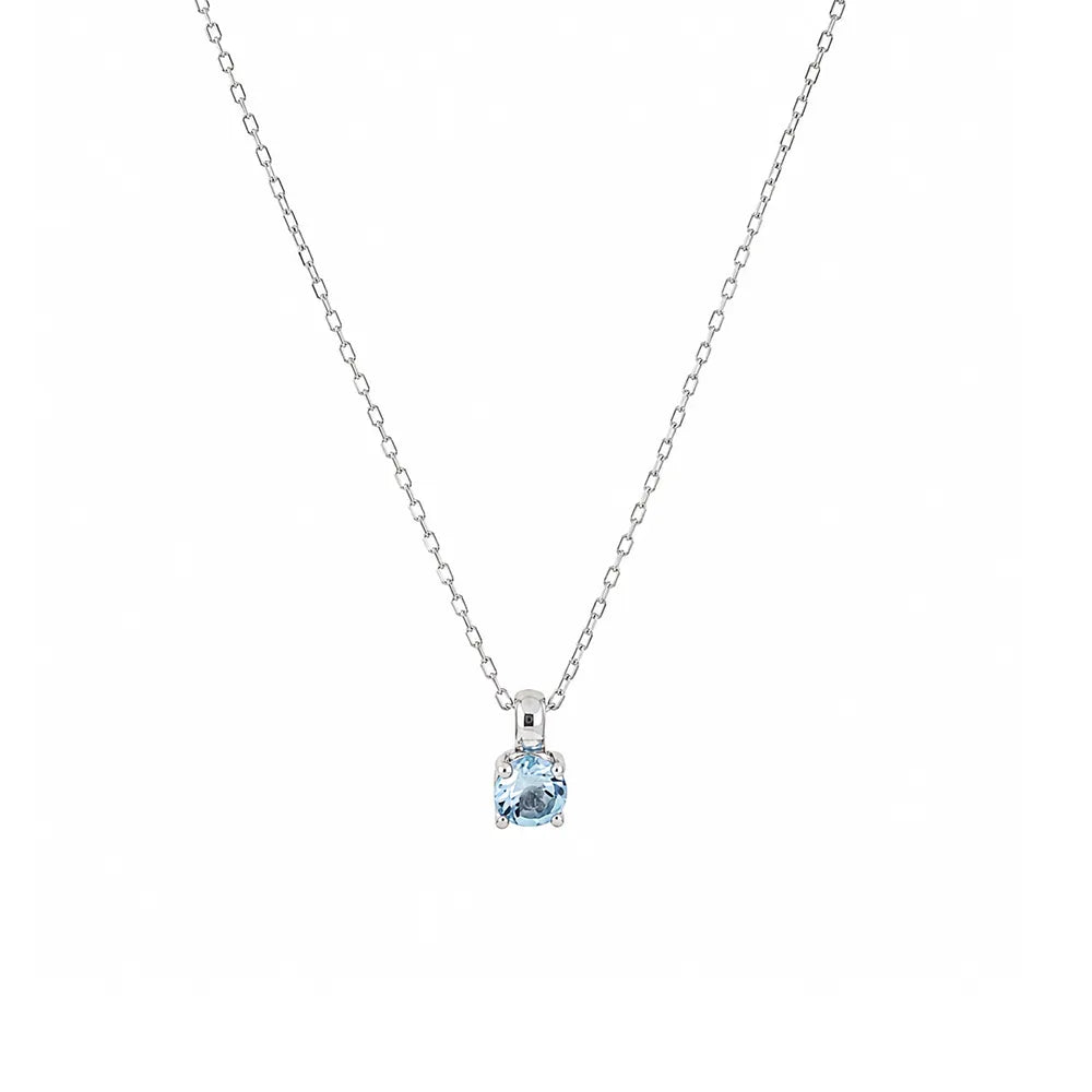 Колие от 14K бяло злато Senso Diamonds със син топаз 0.10 ct на бял фон
