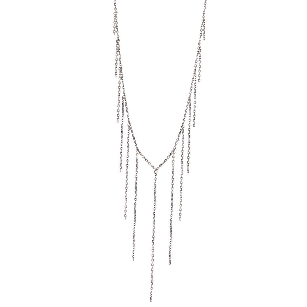 Дамско сребърно колие с висящи синджири. Senso Silver