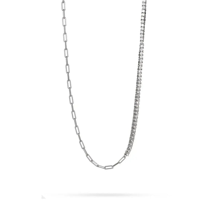 Сребърно колие с половин тенис линия от циркони – модерен и стилен акцент