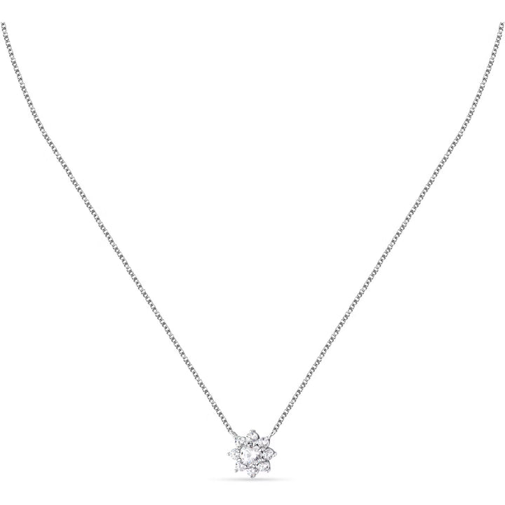 Сребърно колие 925 с висулка цвете и бели циркони, студио, Morellato SAIW184.
