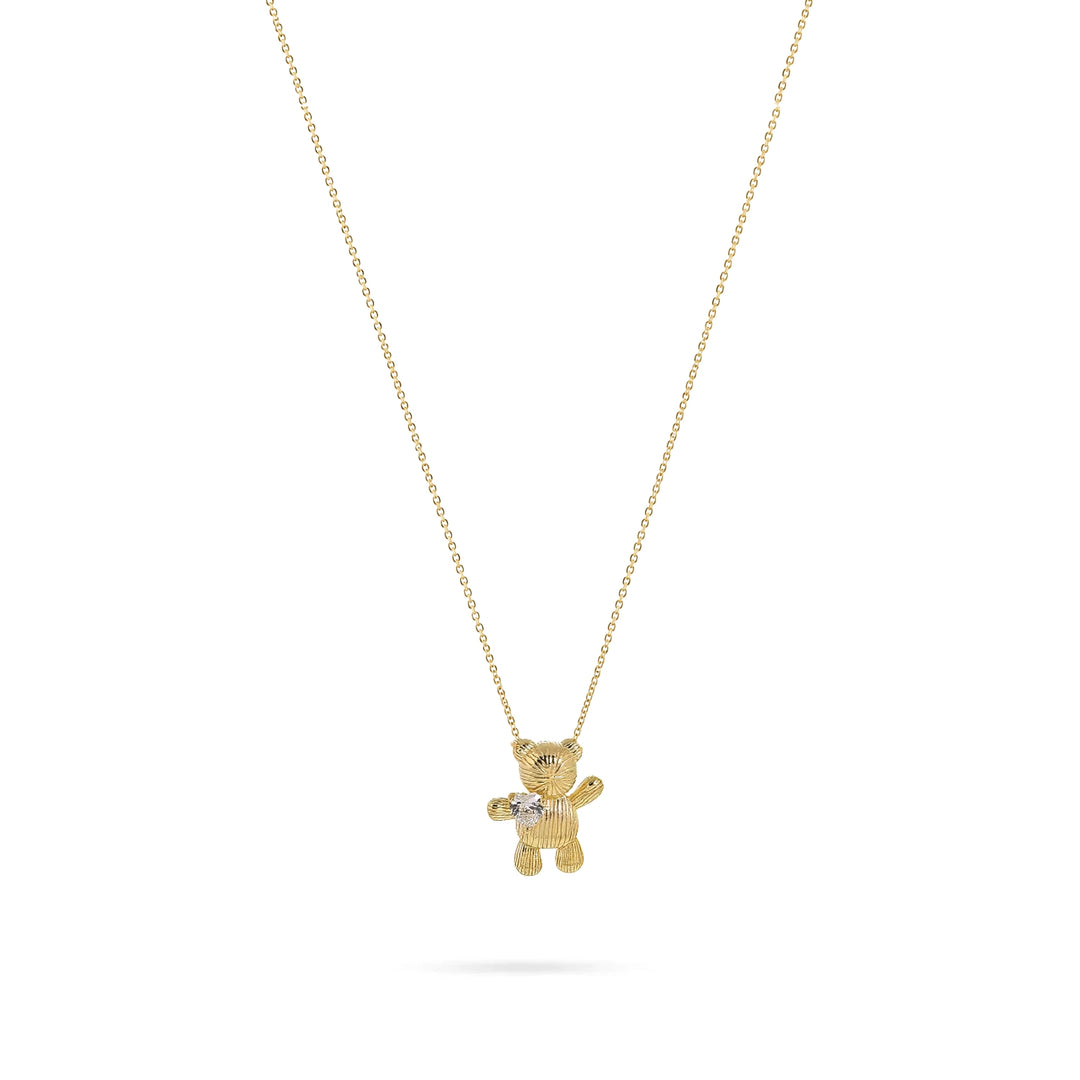 Women's Gold-Tone Silver Teddy Bear Necklace by Senso Silver