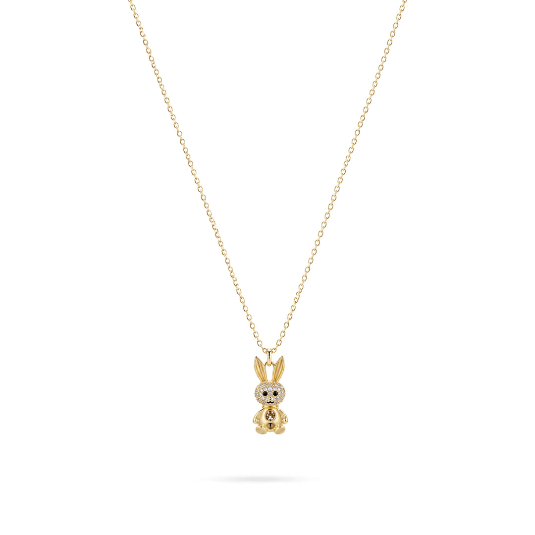 Women's Gold-Tone Silver Bunny Necklace with Multicolour Zirconia by Senso Silver