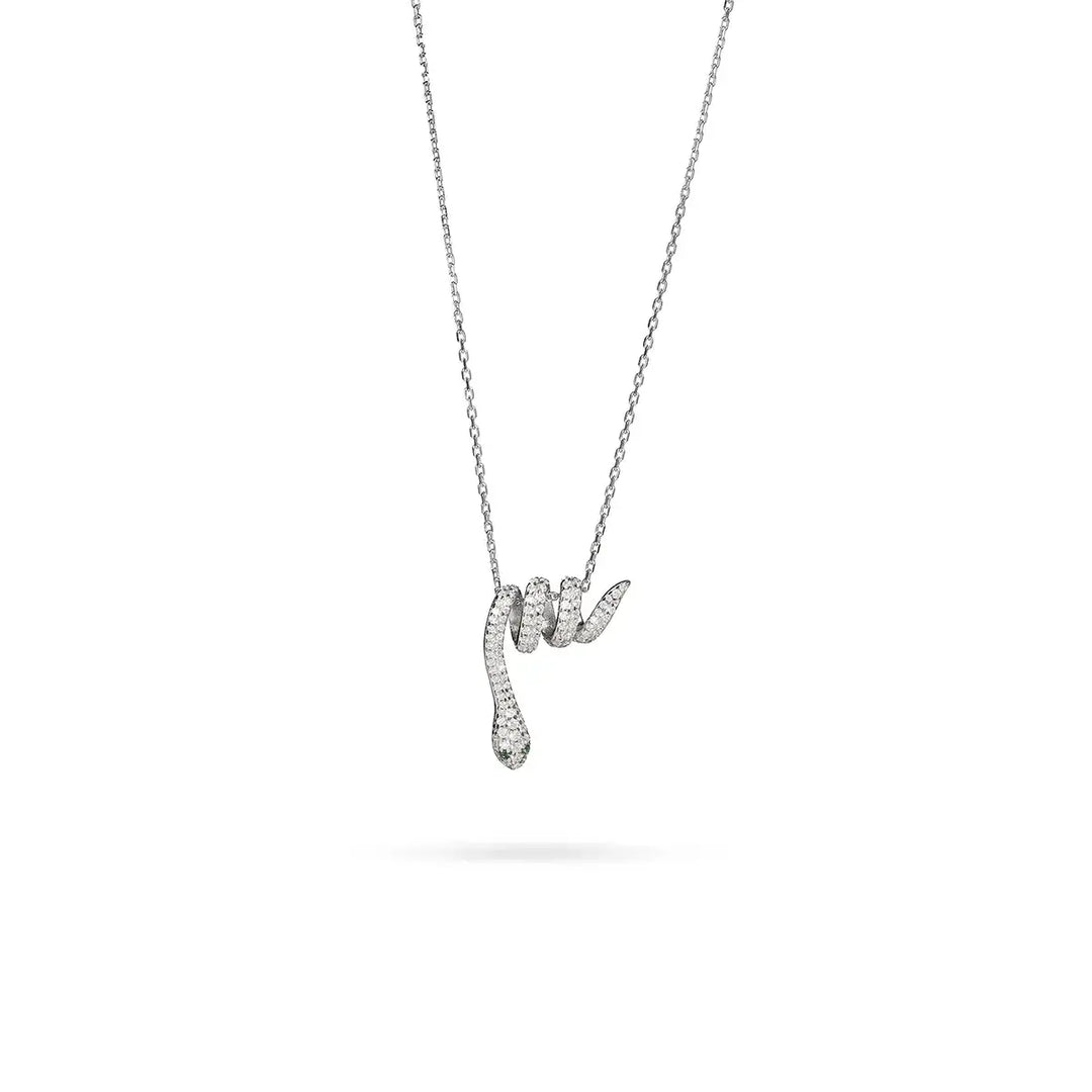 Сребърно колие с висулка змия и циркони – стилен избор със символика