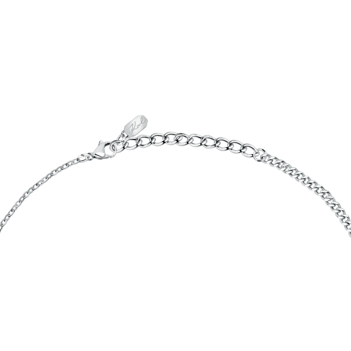 Сребриста curb верижка на дамско колие Karl Lagerfeld Pearl с регулируема дължина 40+5 см – модел KLAYR05