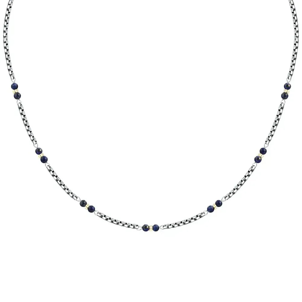 Мъжко стоманено колие Morellato Terra със златно PVD покритие и лапис лазули