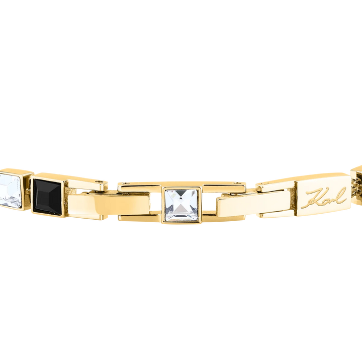 Сгъваща се закопчалка и гравиран подпис Karl на дамска тенис гривна Crystals – модел KLAYC22