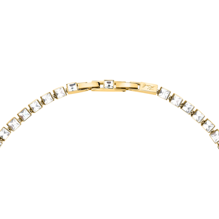 Сгъваща се закопчалка с подпис Karl на златисто тенис колие Crystals – модел KLAYC04