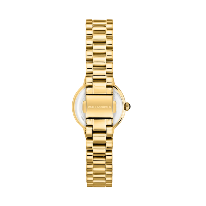 Заден изглед на дамски часовник Karl Lagerfeld Kaiser със златиста верижка и бижутерска закопчалка – R0553104508
