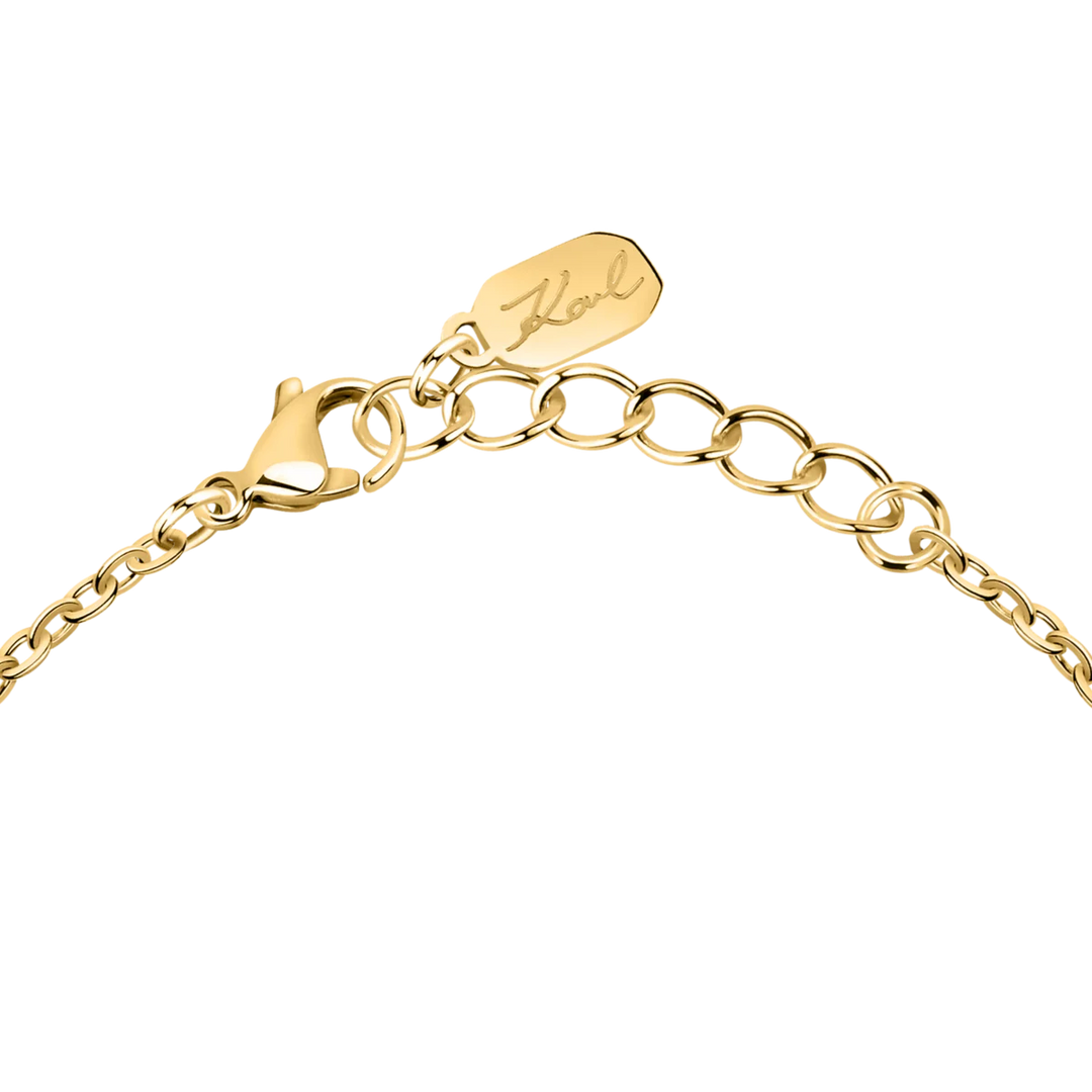 Закопчаване с карабинка и удължител на дамска гривна Karl Lagerfeld Crystals с IP златно покритие – модел KLAYC60