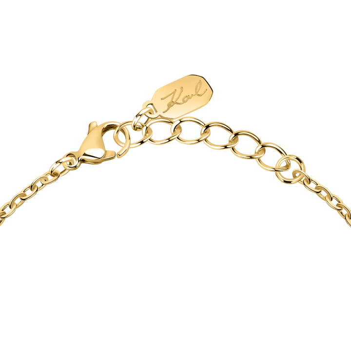 Закопчаване с карабинка и удължител на дамска гривна Karl Lagerfeld Crystals с IP златно покритие – модел KLAYC60