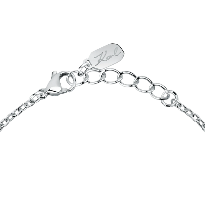 Закопчаване с карабинка и удължител на дамска гривна Karl Lagerfeld Crystals от сребриста стомана – модел KLAYC65