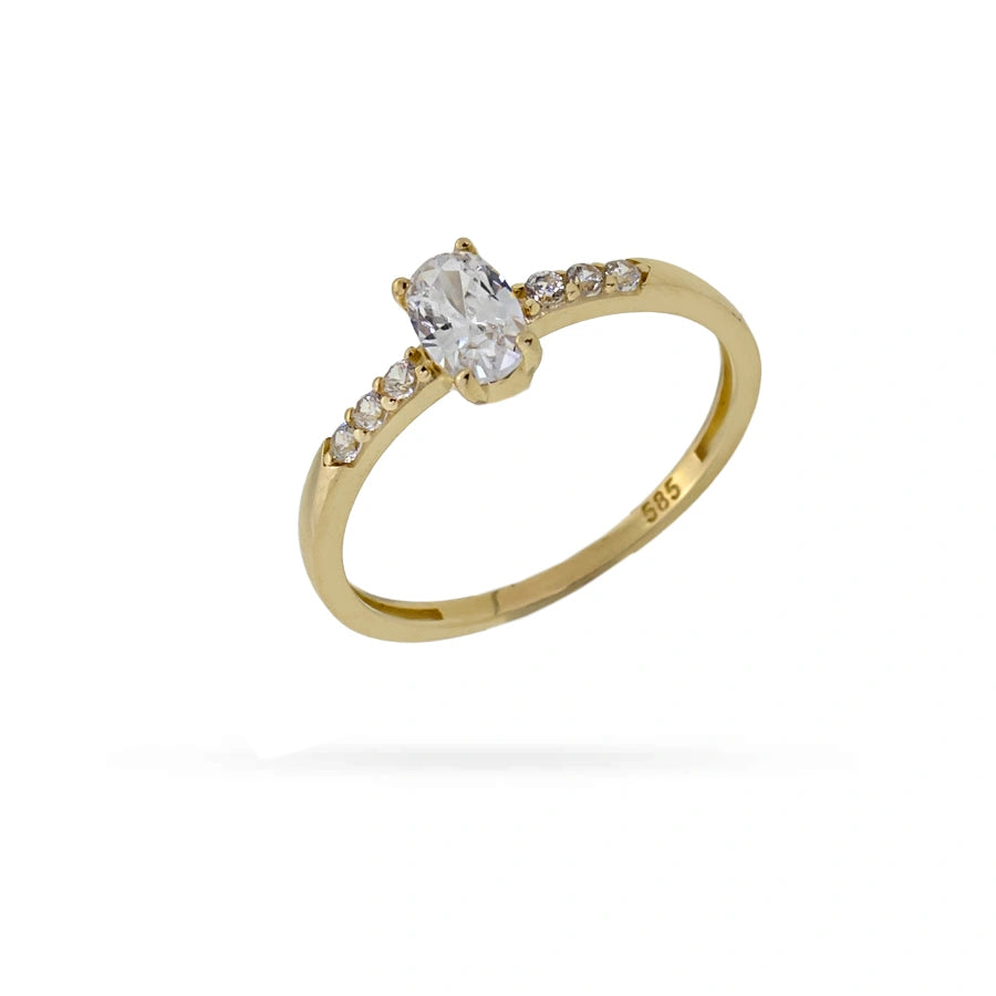 Дамски златен годежен пръстен от злато 14К и инкрустирани Циркони.