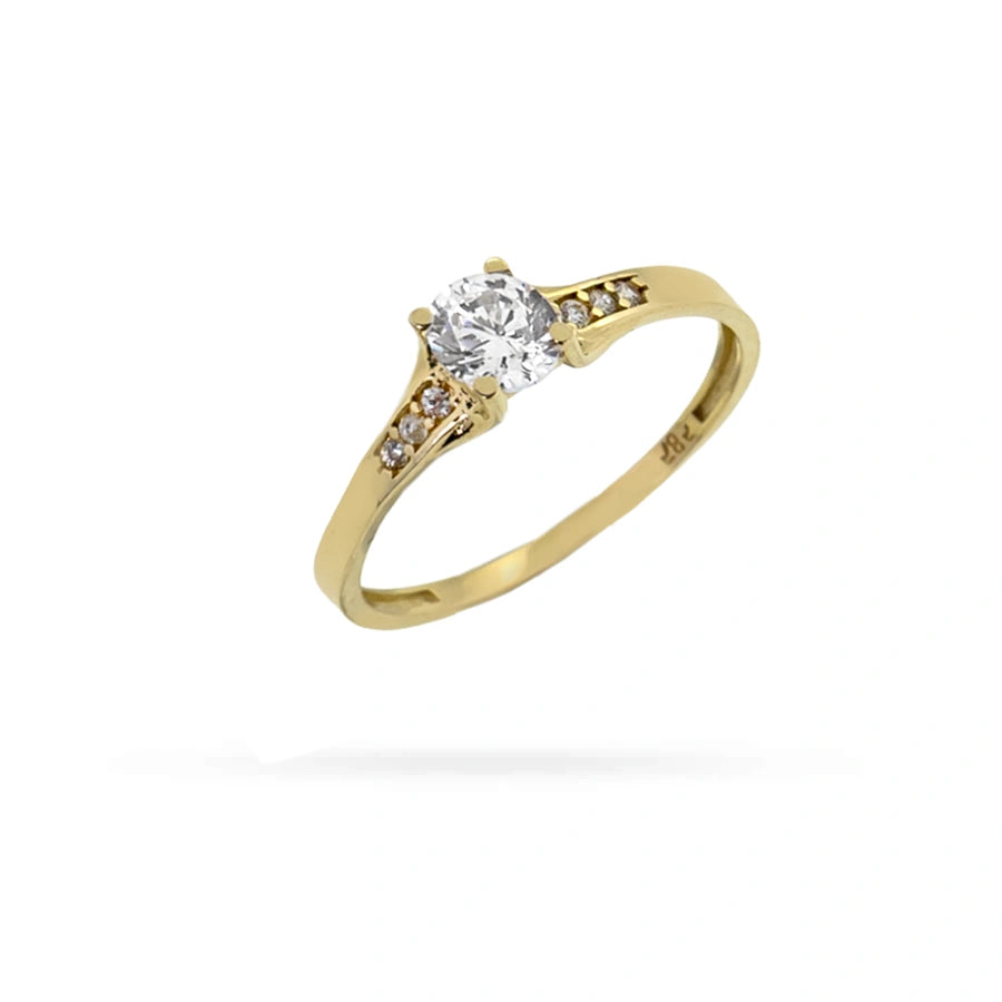 Дамски златен пръстен от жълто злато и циркони. DR763