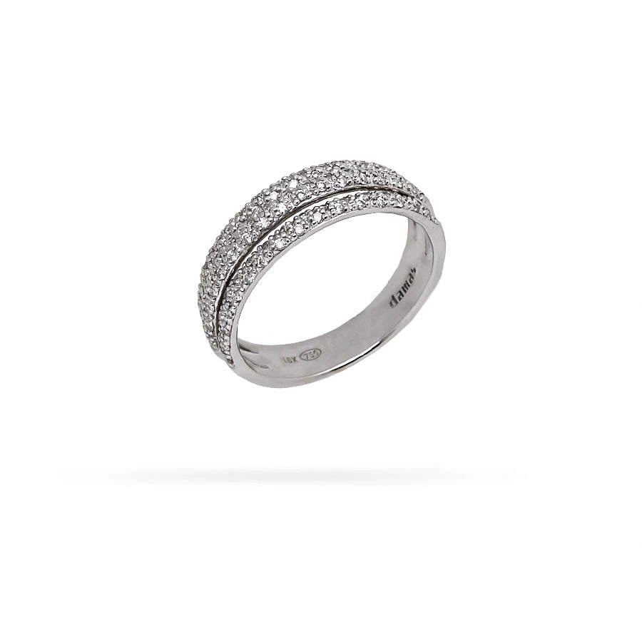 Златен пръстен от 18K бяло злато с диаманти 0.30 ct (G/VS), ъглов изглед